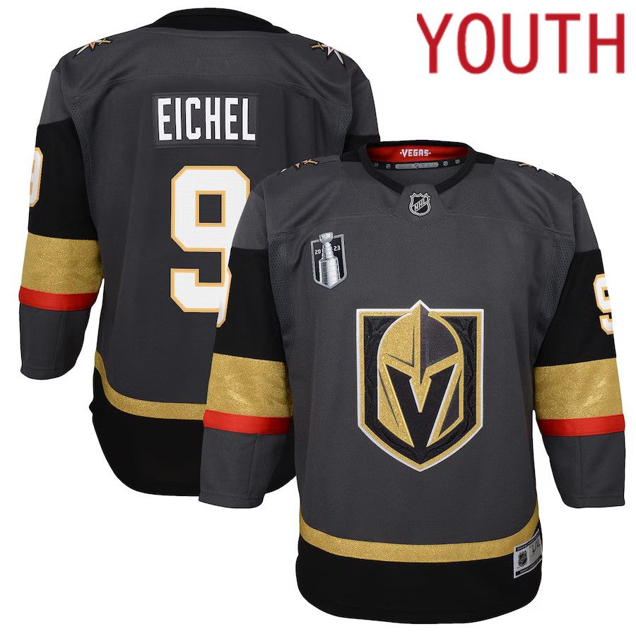 Youth Vegas Golden Knights #9 Jack Eichel Black 2023 Stanley Cup Final Alternate Premier Player NHL Jersey->customized nhl jersey->Custom Jersey